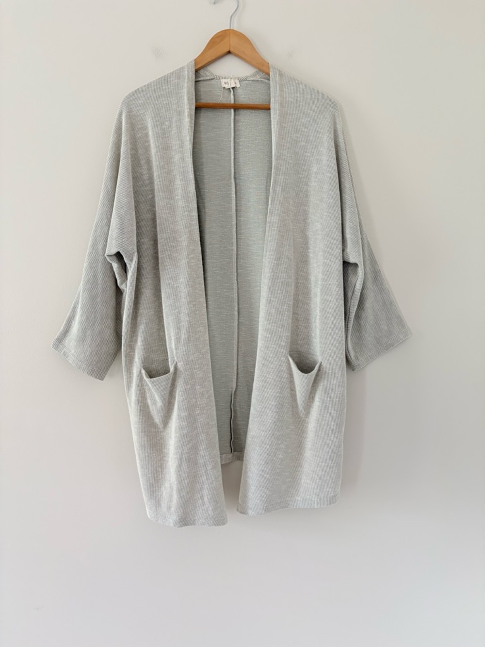 Donni Anthropologie‎ Gray Ribbed Open Front Cardigan OSFA Lightweight Kimono